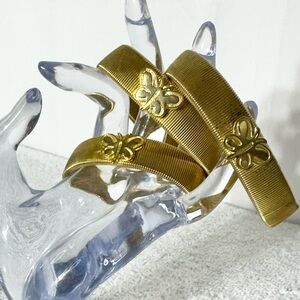 5/$35 Vintage Gold Tone Metal Stretchy Springy Bracelets With Butterflies x3